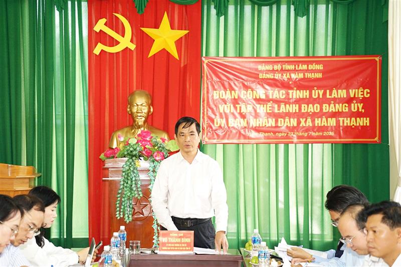 Đồng chí Võ Thanh Bình - Ủy viên Ban Thường vụ Tỉnh ủy, Trưởng Ban Tuyên giáo và Dân vận Tỉnh ủy Lâm Đồng tại buổi làm việc