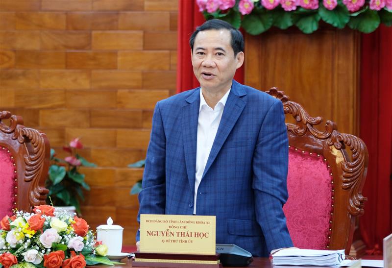 Đồng chí Nguyễn Thái Học - Quyền Bí thư Tỉnh ủy phát biểu kết luận Hội nghị.