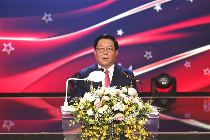 Đồng chí Nguyễn Trọng Nghĩa, Bí thư Trung ương Đảng, Trưởng Ban Tuyên giáo Trung ương phát biểu. (Ảnh: TA)