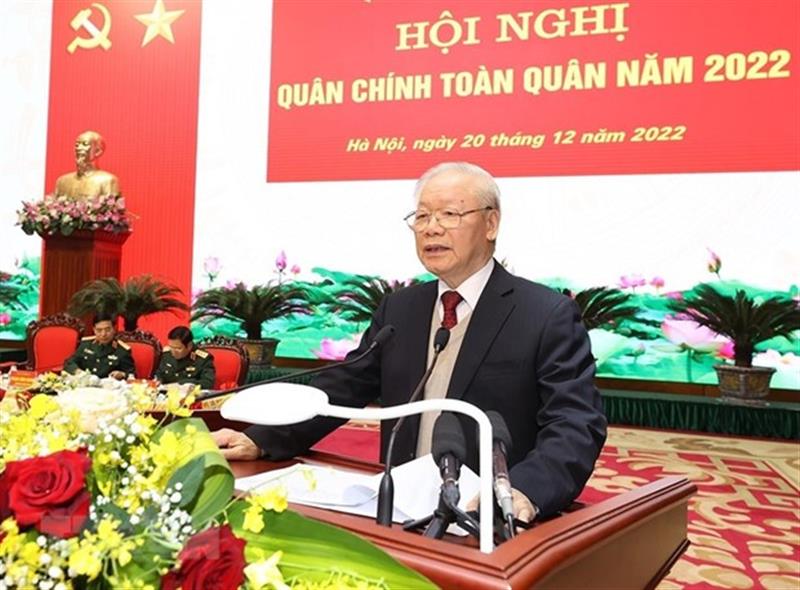 Tổng Bí thư Nguyễn Phú Trọng phát biểu chỉ đạo hội nghị. (Ảnh: Trí Dũng/TTXVN)