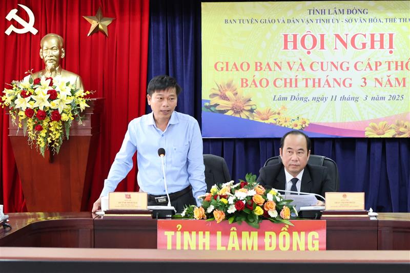 Phó Trưởng Ban Tuyên giáo và Dân vận Tỉnh ủy Huỳnh Minh Hải định hướng thông tin tuyên truyền tháng 3/2025