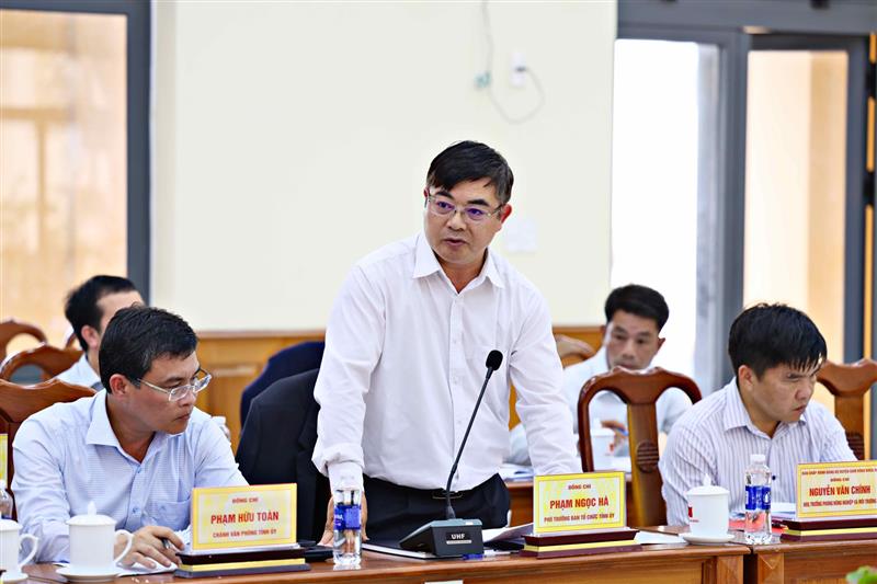Phó trưởng Ban Tổ chức Tỉnh uỷ Phạm Ngọc Hà phát biểu