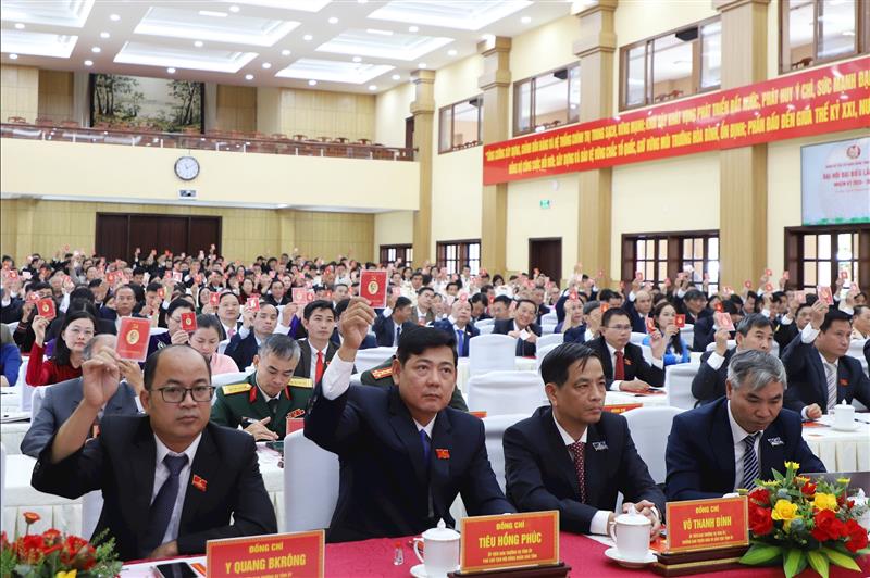 Các đại biểu biểu quyết thông qua Nghị quyết Đại hội