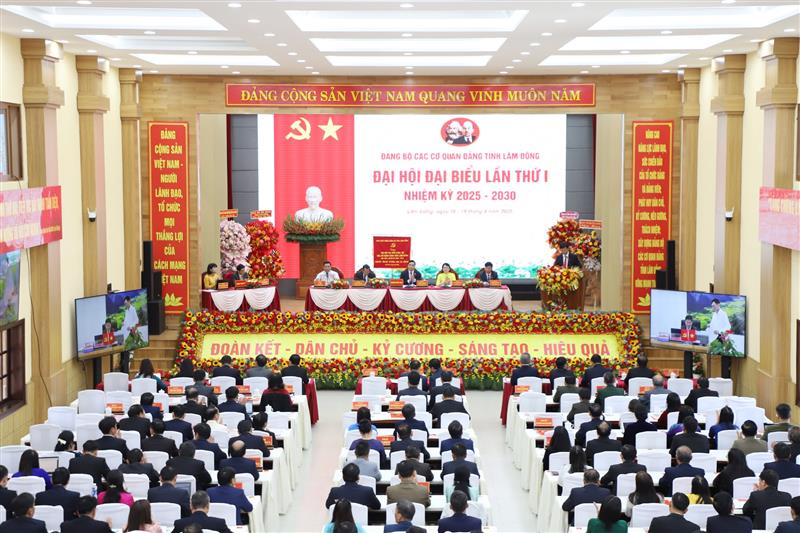 Toàn cảnh Đại hội Đại biểu Đảng bộ các cơ quan Đảng tỉnh Lâm Đồng lần thứ I, nhiệm kỳ 2025 - 2030