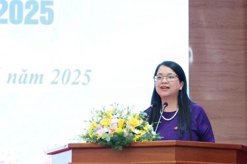 Đồng chí Dương Thị Ngà - Bí thư Huyện ủy Đơn Dương phát biểu chào mừng