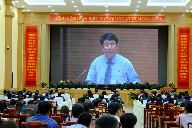Đồng chí Lương Cường - Ủy viên Bộ Chính trị, Thường trực Ban Bí thư phát biểu chỉ đạo tại Hội nghị.