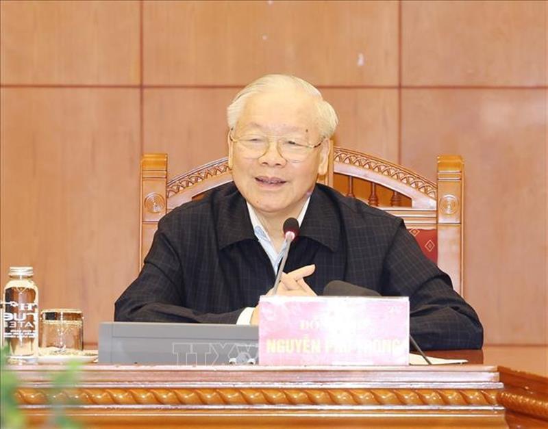 Tổng Bí thư Nguyễn Phú Trọng phát biểu kết luận phiên họp.