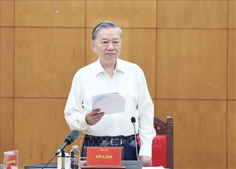 Tổng Bí thư Tô Lâm, Trưởng Ban Chỉ đạo Trung ương về phòng, chống tham nhũng, lãng phí, tiêu cực phát biểu. (Ảnh: TTXVN)