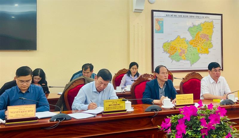 Các đồng chí lãnh đạo tỉnh Lâm Đồng và các ban của Tỉnh ủy tham gia phiên họp.