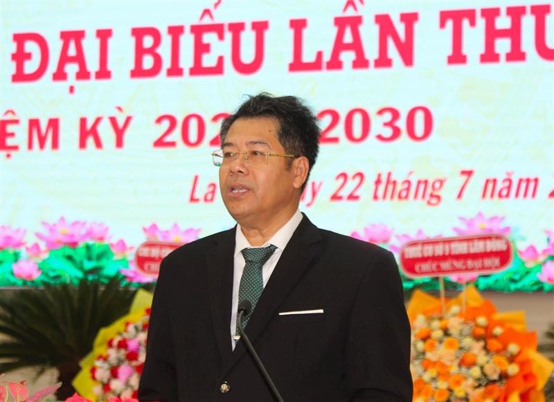 Đồng chí Nguyễn Quốc Nam - Tỉnh ủy viên, Bí thư Đảng ủy phường La Gi phát biểu khai mạc Đại hội
