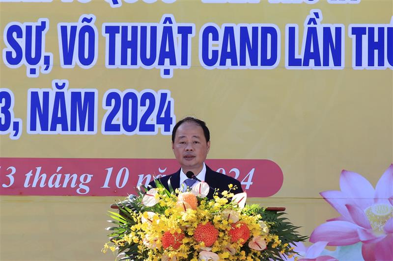 Chủ tịch UBND tỉnh Lâm Đồng Trần Hồng Thái phát biểu tại lễ khai mạc Đại hội và Hội thi
