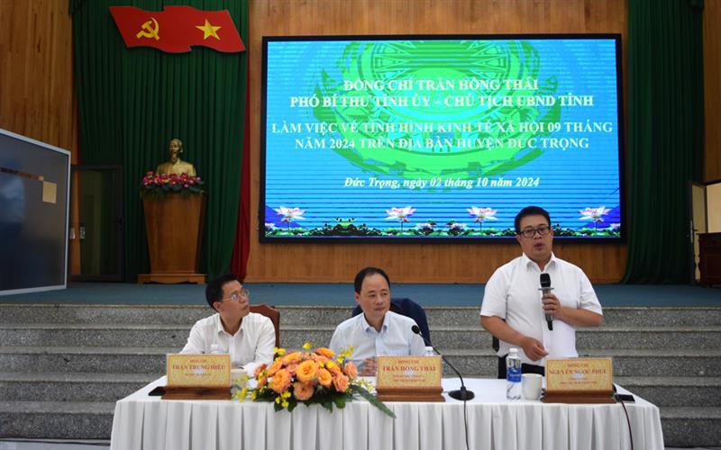 Đồng chí Nguyễn Ngọc Phúc - Phó Chủ tịch UBND tỉnh phát biểu tại buổi làm việc