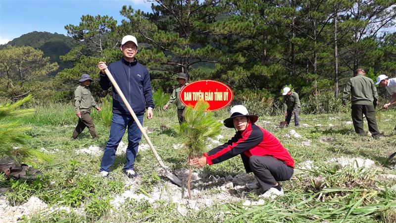 Ban Tuyên giáo tỉnh ủy trồng cây tại lễ phát động