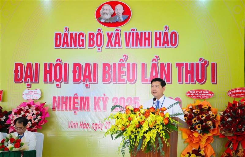 Đồng chí Tiêu Hồng Phúc - Uỷ viên Ban Thường vụ Tỉnh uỷ, Phó Chủ tịch HĐND tỉnh phát biểu chỉ đạo Đại hội