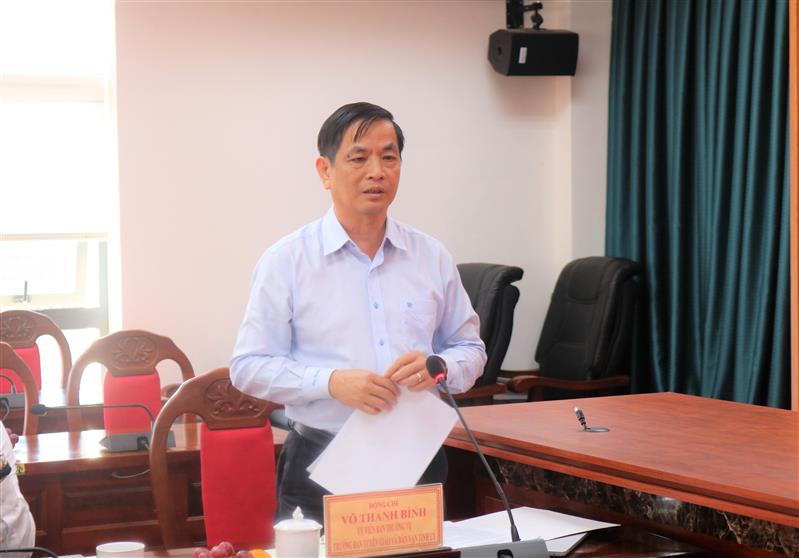 Ủy viên Ban Thường vụ, Trưởng Ban Tuyên giáo và Dân vận Tỉnh ủy Lâm Đồng Võ Thanh Bình phát biểu ý kiến tại buổi làm việc
