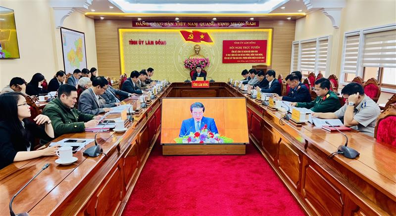Quang cảnh hội nghị tại điểm cầu Lâm Đồng.