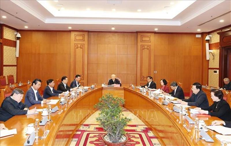 Tổng Bí thư Nguyễn Phú Trọng phát biểu kết luận phiên họp.