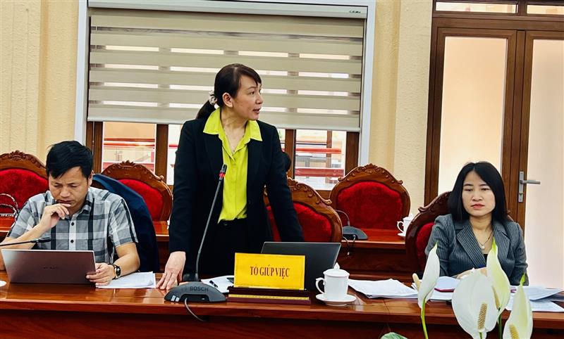 Đại diện Cục Thống kê - Thành viên Tổ Giúp việc báo cáo dự kiến các số liệu, chỉ tiêu nhiệm kỳ 2025 - 2030