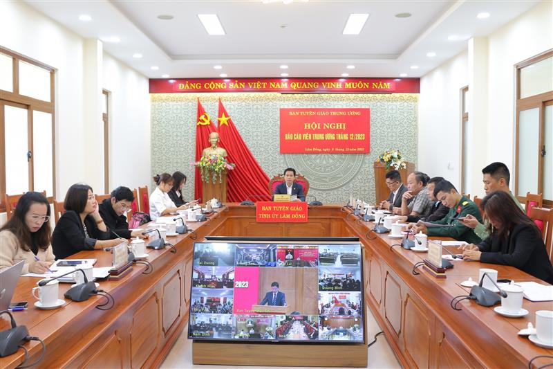 Quang cảnh hội nghị tại điểm cầu Lâm Đồng.