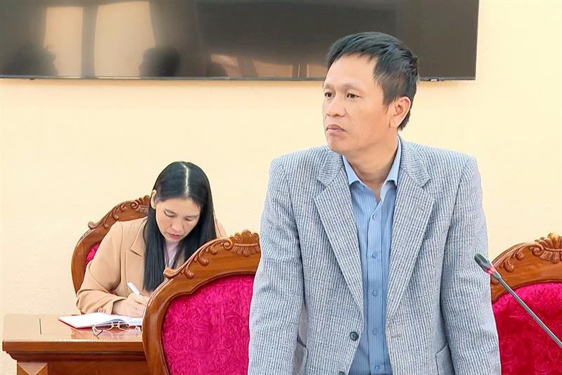 Phó Giám đốc Báo và Phát thanh, truyền hình Lâm Đồng Nguyễn Hồng Hải đóng góp ý kiến về hoạt động thông tin đối ngoại năm 2026. Ảnh Báo Lâm Đồng điện tử.