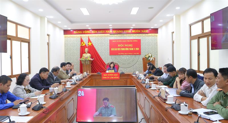 Quang cảnh hội nghị tại điểm cầu Lâm Đồng.