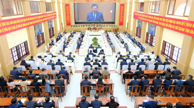 Quang cảnh Hội nghị tại điểm cầu Tỉnh ủy Lâm Đồng.