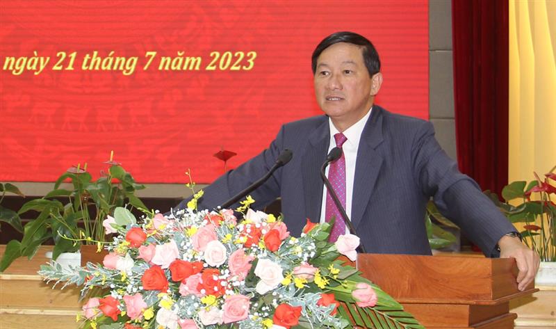 Đồng chí Bí thư Tỉnh ủy Lâm Đồng Trần Đức Quận phát biểu kết luận hội nghị.