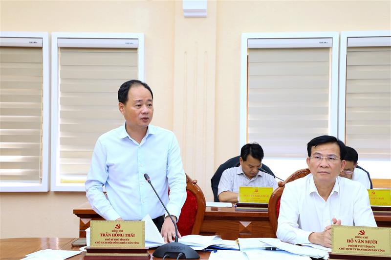 Phó Bí thư Tỉnh ủy, Chủ tịch HĐND tỉnh Trần Hồng Thái góp ý về vấn đề văn hóa - thể thao để thể hiện tầm vóc của tỉnh Lâm Đồng trong nhiệm kỳ tới