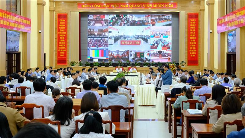 Các đại biểu tham gia Hội nghị tại điểm cầu Công an tỉnh.
