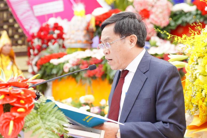 Phó Chủ tịch UBND tỉnh Lâm Đồng Võ Ngọc Hiệp phát biểu chúc mừng Đại lễ Phật đản Vesak 2025