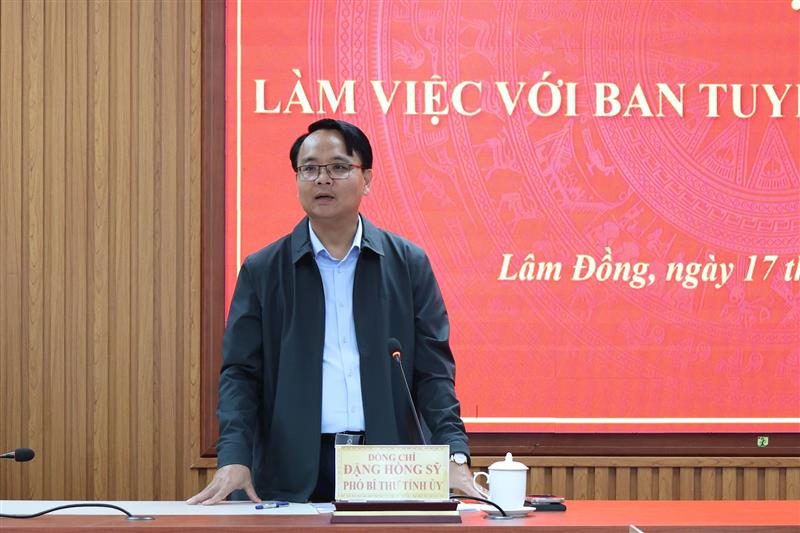 Đồng chí Đặng Hồng Sỹ - Phó Bí thư Tỉnh ủy kết luận buổi làm việc