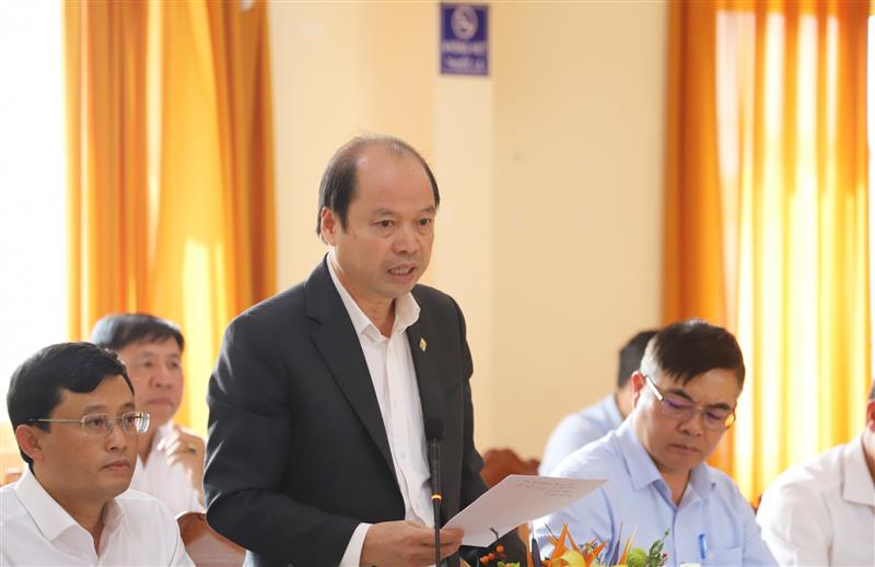 Đồng chí Nguyễn Viết Vân - Bí thư Huyện ủy Bảo Lâm phát biểu tại buổi làm việc