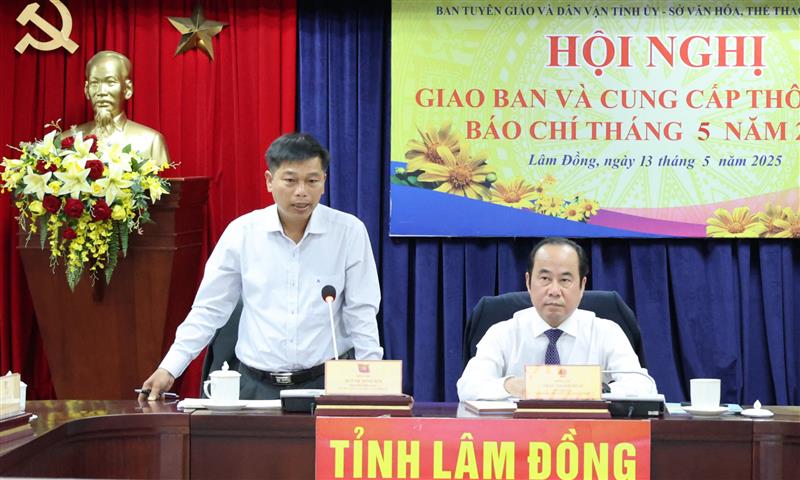 Phó Trưởng Ban Tuyên giáo và Dân vận Tỉnh ủy Huỳnh Minh Hải kết luận hội nghị và định hướng thông tin tuyên truyền tháng 5/2025
