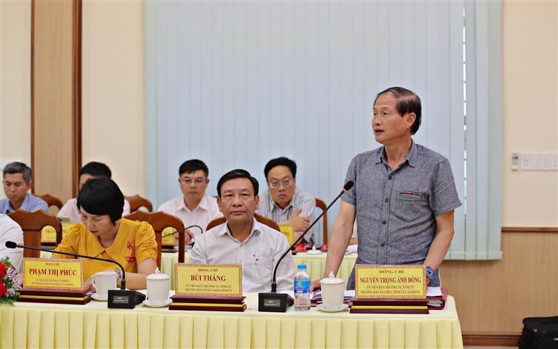 Đồng chí Nguyễn Trọng Ánh Đông - Trưởng Ban Tổ chức Tỉnh ủy phát biểu tại buổi làm việc.
