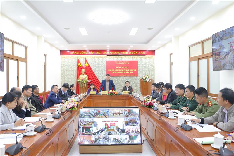 Quang cảnh hội nghị tại điểm cầu Ban Tuyên giáo Tỉnh ủy.