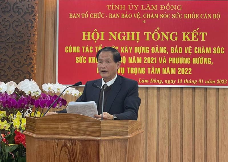 Đồng chí Nguyễn Trọng Ánh Đông - Ủy viên Ban Thường vụ, Trưởng Ban Tổ chức Tỉnh ủy phát biểu chỉ đạo.