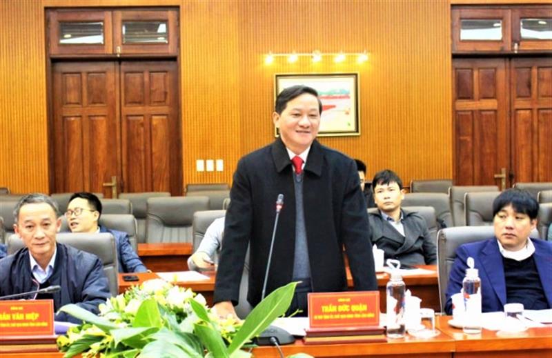 Ông Trần Đức Quận, Bí thư Tỉnh ủy Lâm Đồng phát biểu tại buổi làm việc