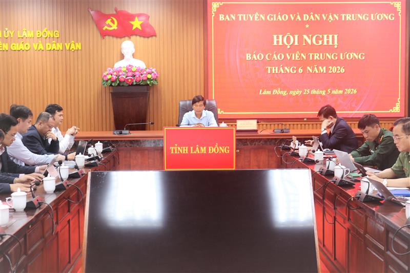Các đại biểu tham dự Hội nghị Báo cáo viên Trung ương tháng 6/2026 tại điểm cầu tỉnh Lâm Đồng. Các đại biểu tham dự Hội nghị Báo cáo viên Trung ương tháng 6/2026 tại điểm cầu tỉnh Lâm Đồng.