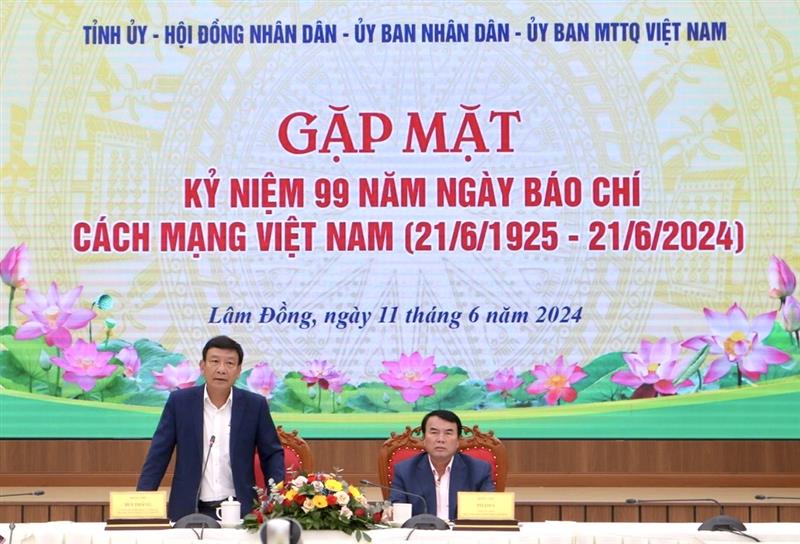 Trưởng Ban Tuyên giáo Tỉnh ủy Bùi Thắng phát biểu tại buổi gặp mặt. Trưởng Ban Tuyên giáo Tỉnh ủy Bùi Thắng phát biểu tại buổi gặp mặt.