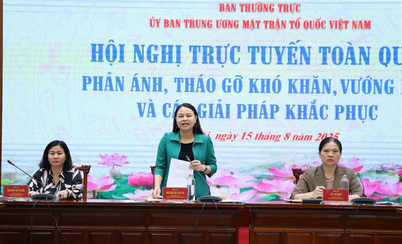 Ủy ban Trung ương MTTQ Việt Nam tổ chức Hội nghị trực tuyến toàn quốc phản ánh khó khăn, vướng mắc và các giải pháp khắc phục trong việc sắp xếp, tinh gọn tổ chức bộ máy MTTQ, các tổ chức chính trị - xã hội, các Hội quần chúng do Đảng, Nhà nước giao nhiệm vụ. Ủy ban Trung ương MTTQ Việt Nam tổ chức Hội nghị trực tuyến toàn quốc phản ánh khó khăn, vướng mắc và các giải pháp khắc phục trong việc sắp xếp, tinh gọn tổ chức bộ máy MTTQ, các tổ chức chính trị - xã hội, các Hội quần chúng do Đảng, Nhà nước giao nhiệm vụ.